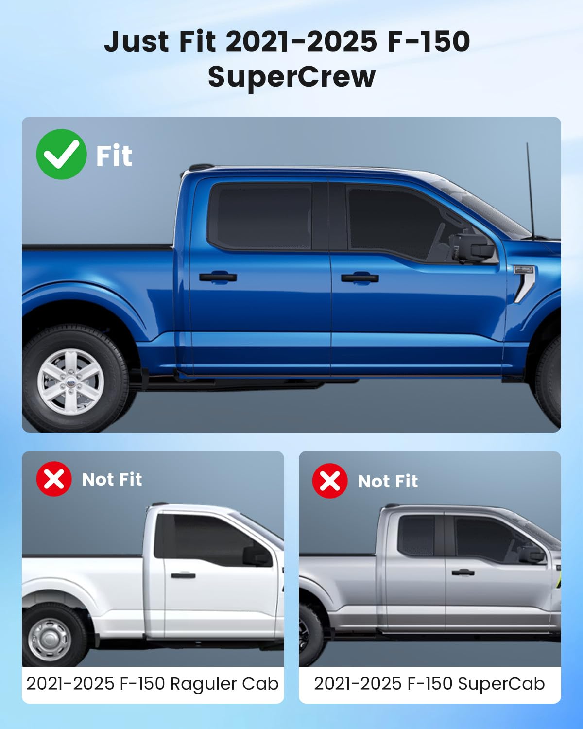 [2025 Upgraded] Weektic Car Curtains for 2021 2022 2023 2024 2025 Ford F150 SuperCrew | Drive-Safe Car Side Window Sun Shade Block 99% UV & Protect Privacy, Easy to Install Without Damage, Black 4pcs