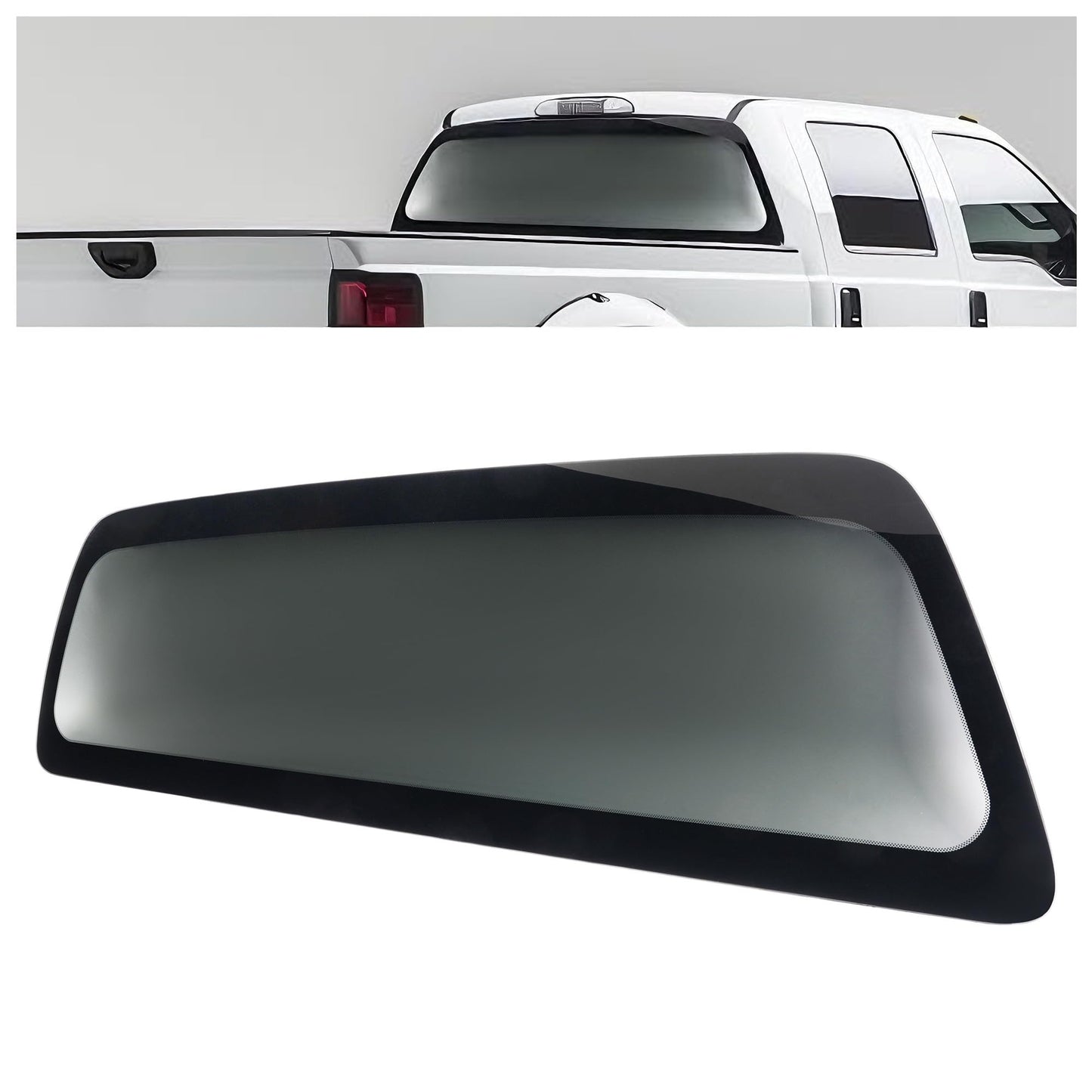 HECASA Privacy Stationary Rear Window Back Glass Compatible with 2008-2016 Ford F250 F350 F450 F550 2008-2022 F650 F750 2-Door Standard & Extended Cabs/4-Doors Crew Cab Dark Tinted Tempered Glass