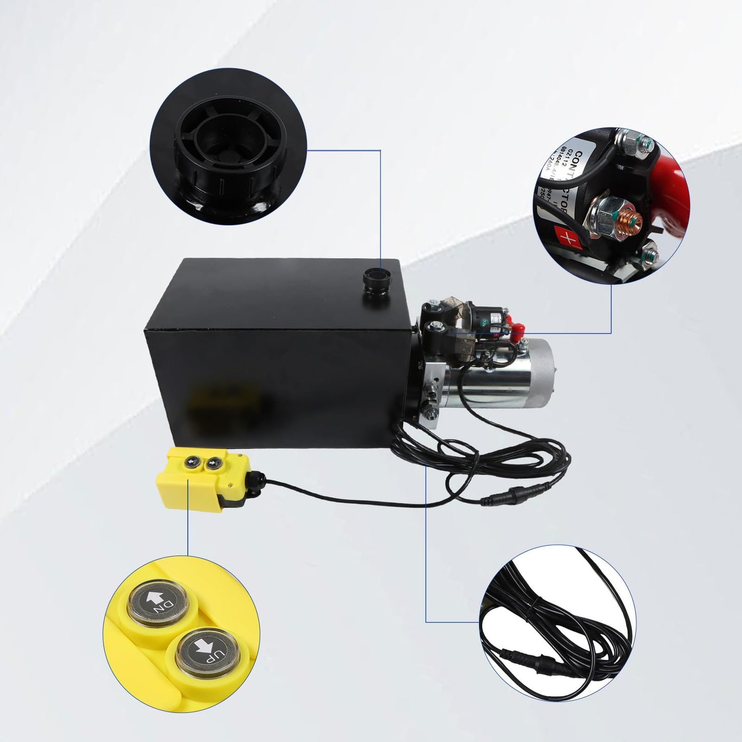 Zachager 1 Piece 15 Quart Hydraulic Power Unit Electric Hydraulic Pump 12V DC Double Acting Max Pressure 3200PSI Hydraulic Pump for Dump Trailer Lifting