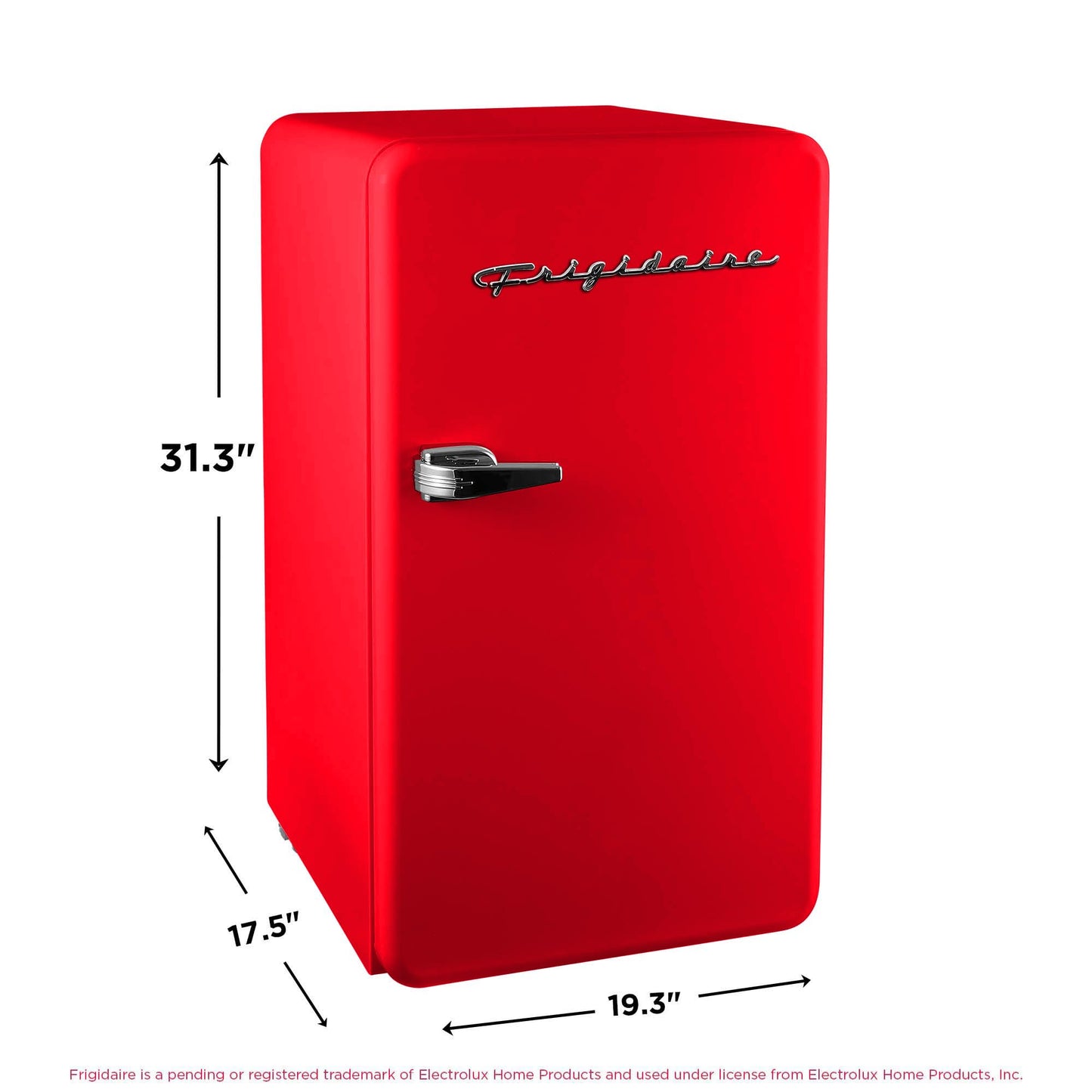 Frigidaire Retro Compact Refrigerator with Chiller, 3.2 cu ft Countertop Fridge, Built-In Bottle Opener, Rounded Corners, Premium, for Office, Bedroom, Dorm Room, Cabin, 18.5D x 20W x 31.5H (Red)