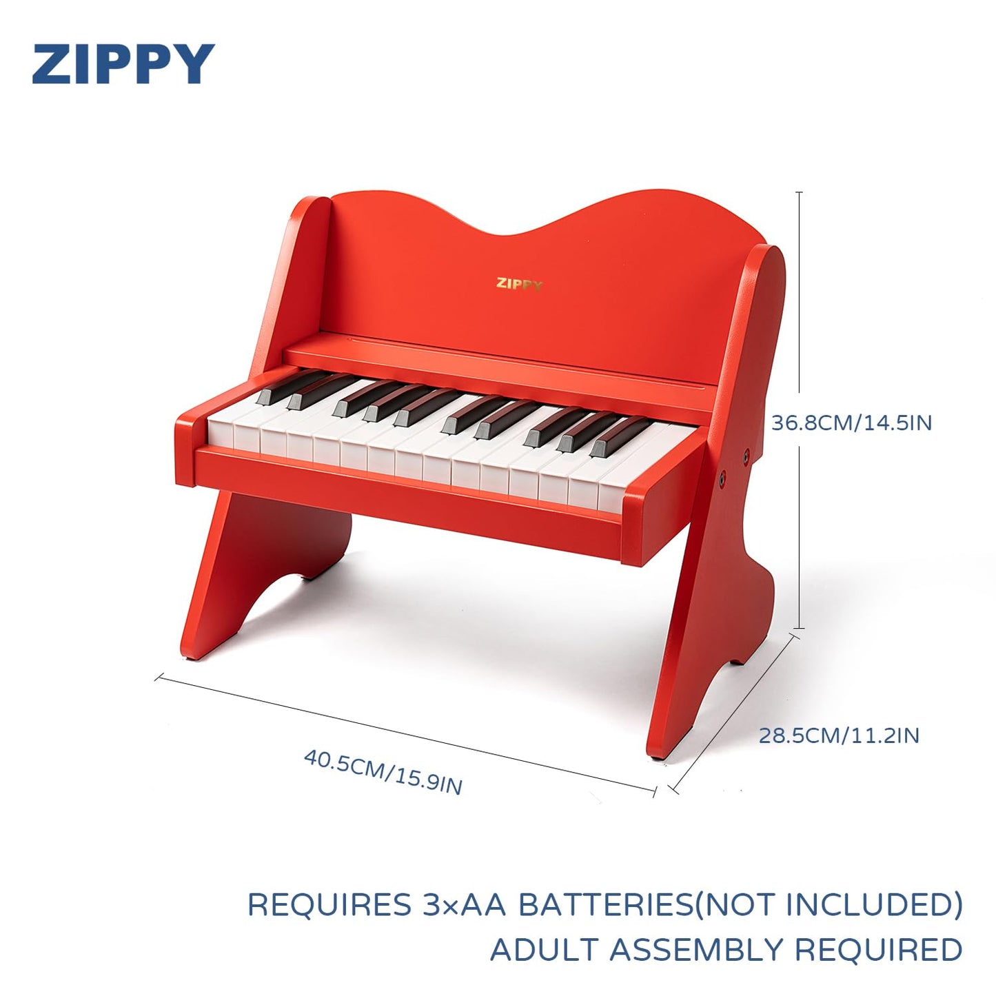 ZIPPY Kids Piano Keyboard, 25 Keys Digital Piano for Kids, Volume Adjustable, Mini Music Educational Instrument Toy, Wood Toy for Toddlers Girls Boys (Red)