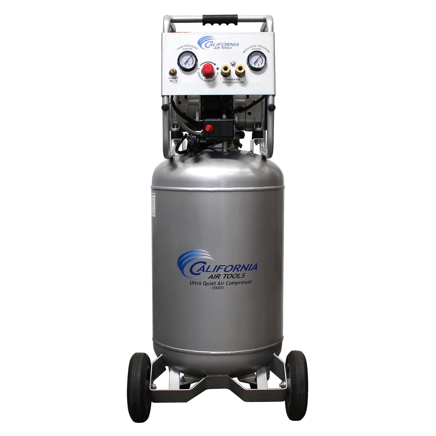 California Air Tools 20020AD 2.0 HP Ultra Quiet and Oil-Free Air Compressor with Wheels, 20 Gallon Tank Capacity, 70 dB Noise Level, Electric, Portable, with Automatic Drain Valve