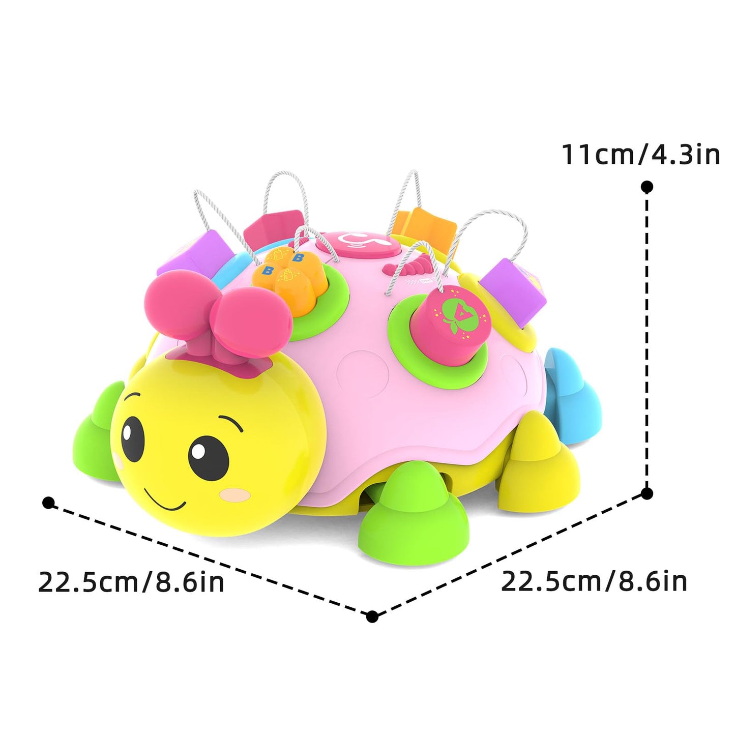 Baby Crawling Toys 6-12 Months,Musical Ladybug Crawling Toy for Infants 0-3-6 7 8 9 10 12-18 Months,Early Education Light Up Music Walking Toys,Shape Matching,Tummy Time Toys for Boy Girl Gift.(Pink)