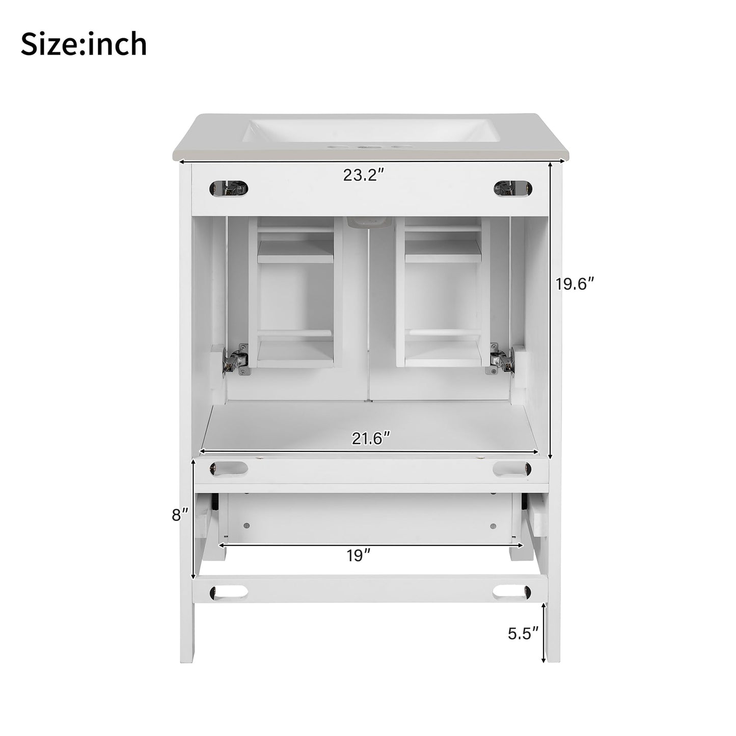 Favfurish 48" Bathroom Vanity with Ceramic Double Sink, Undermount Double Basin Vanity Set w/2 Divided Drawers and 4 Double-Layer Soft Close Doors & Built-in Shelf, Freestanding Storage Cabinet,White