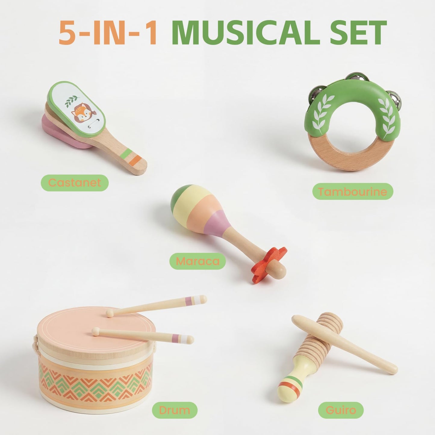 Drum Set for Kids - Toys for 2 3 Year Old Boy Birthday Gifts - Wooden Montessori Musical Instruments for Toddlers 2-4, Preschool Musical Toys with Drum for Kids Age 3-5