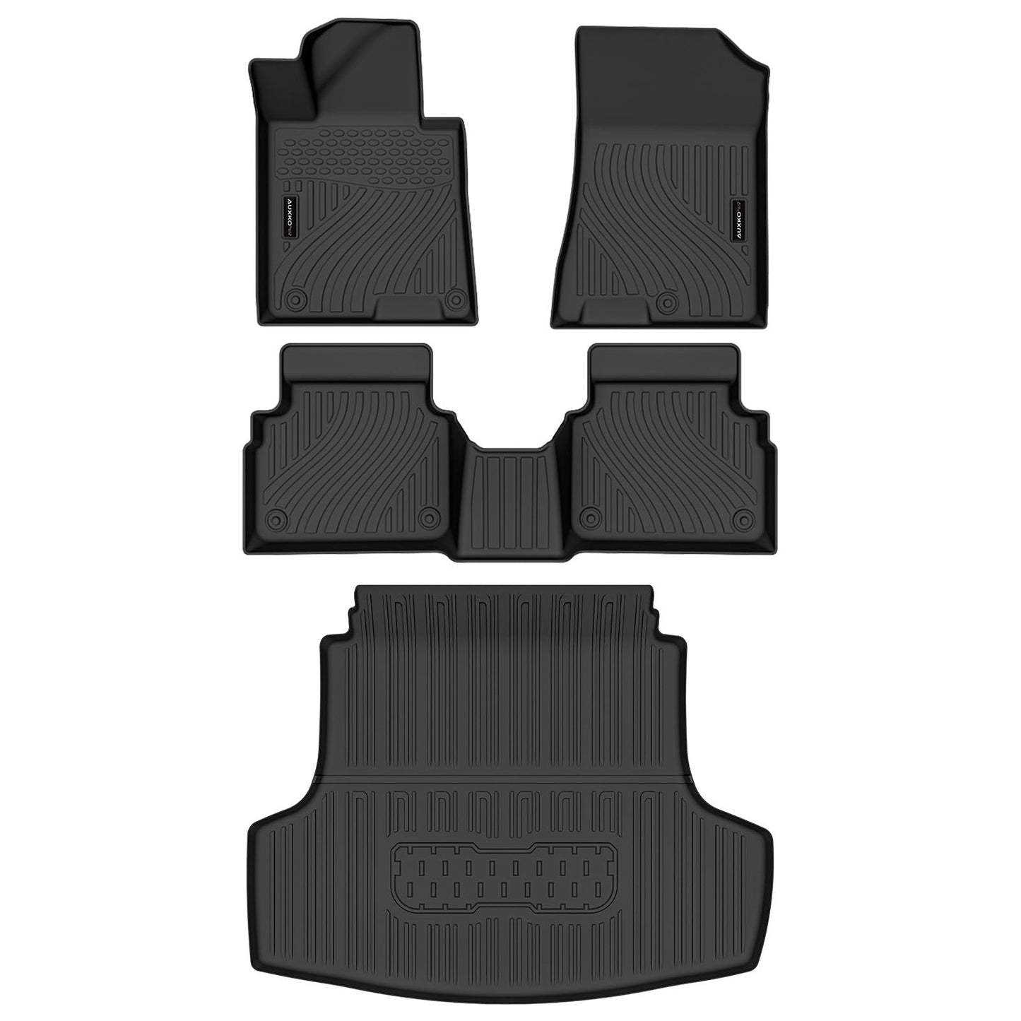 Auxko All Weather Floor Mats Cargo Mat Fit for Kia K5 FWD 2021-2026 & Hyundai Sonata (Only FWD & Gas) 2020-2026 TPE Liners Accessories Guard Odorless Anti-Slip All Season Black