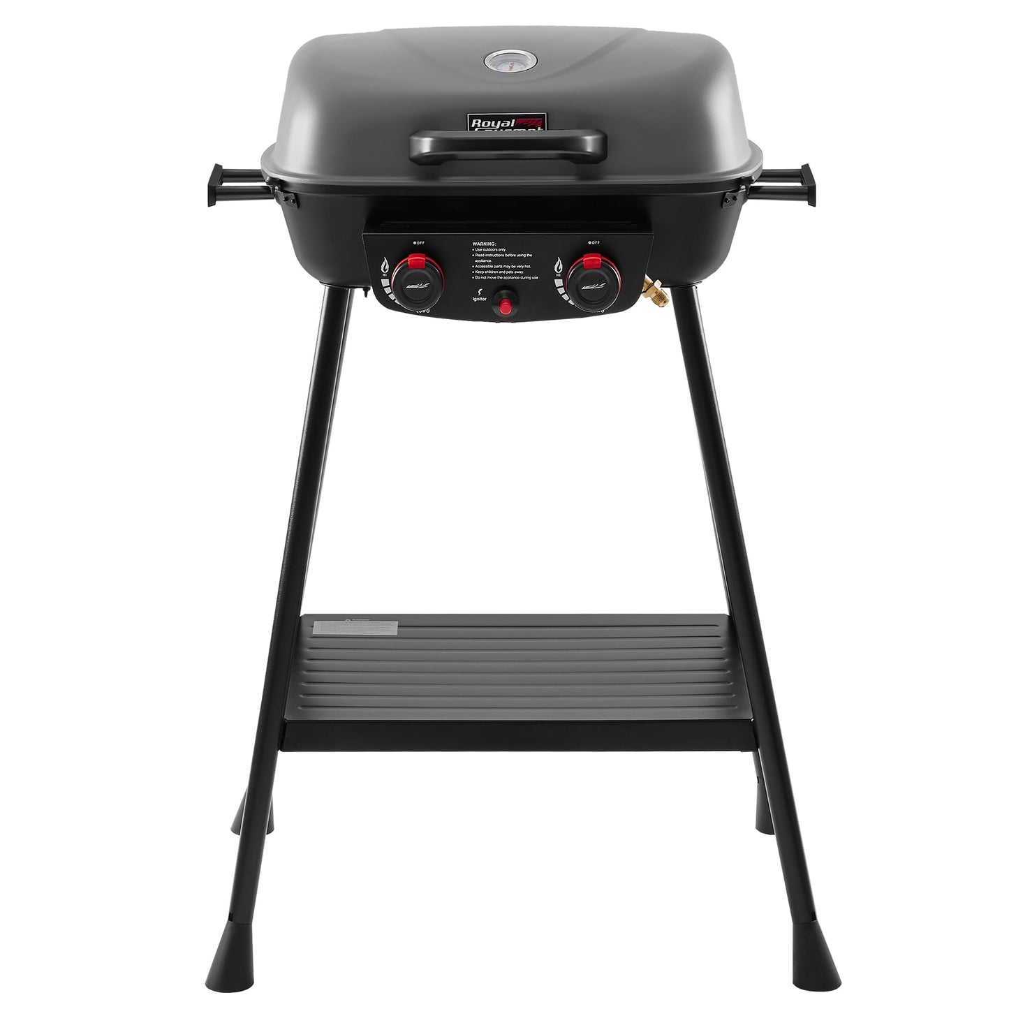 Royal Gourmet GT2003 Portable 2 Burner Propane Gas Grill with Stand and Warming Rack, 2-in-1 Grill Griddle Combo with 17,000 BTUs Output forCamping, Tailgating, Backyard, Gray