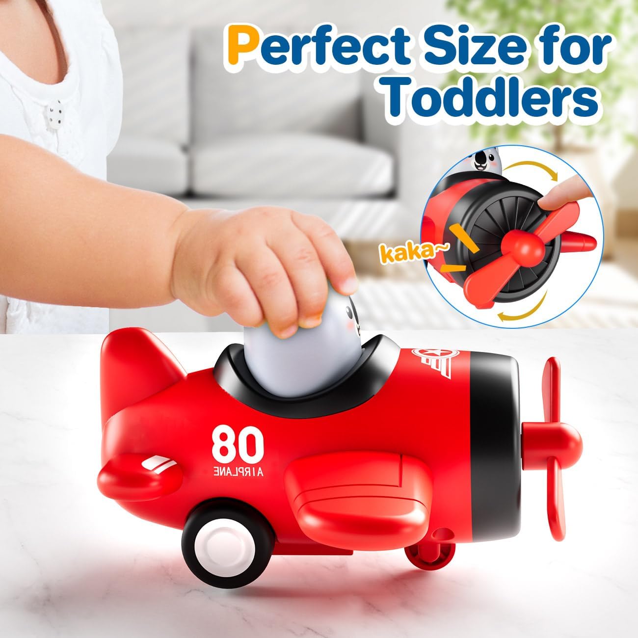 iValea Airplane Toys for Toddlers 1-3: Press and Go Cars Toys for 1 2 Year Old Boy - Christmas Birthday Gifts for 1 2 3 Year Old Boys Girls Toddler Toys Age 1-2