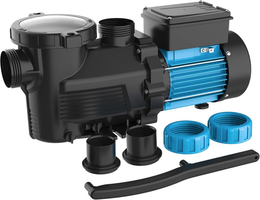 BOMGIE In/Above Ground Pool Pump, High Flow Powerful Self Priming Pool Pump with Timer,1.5 HP 5400GPH 115V