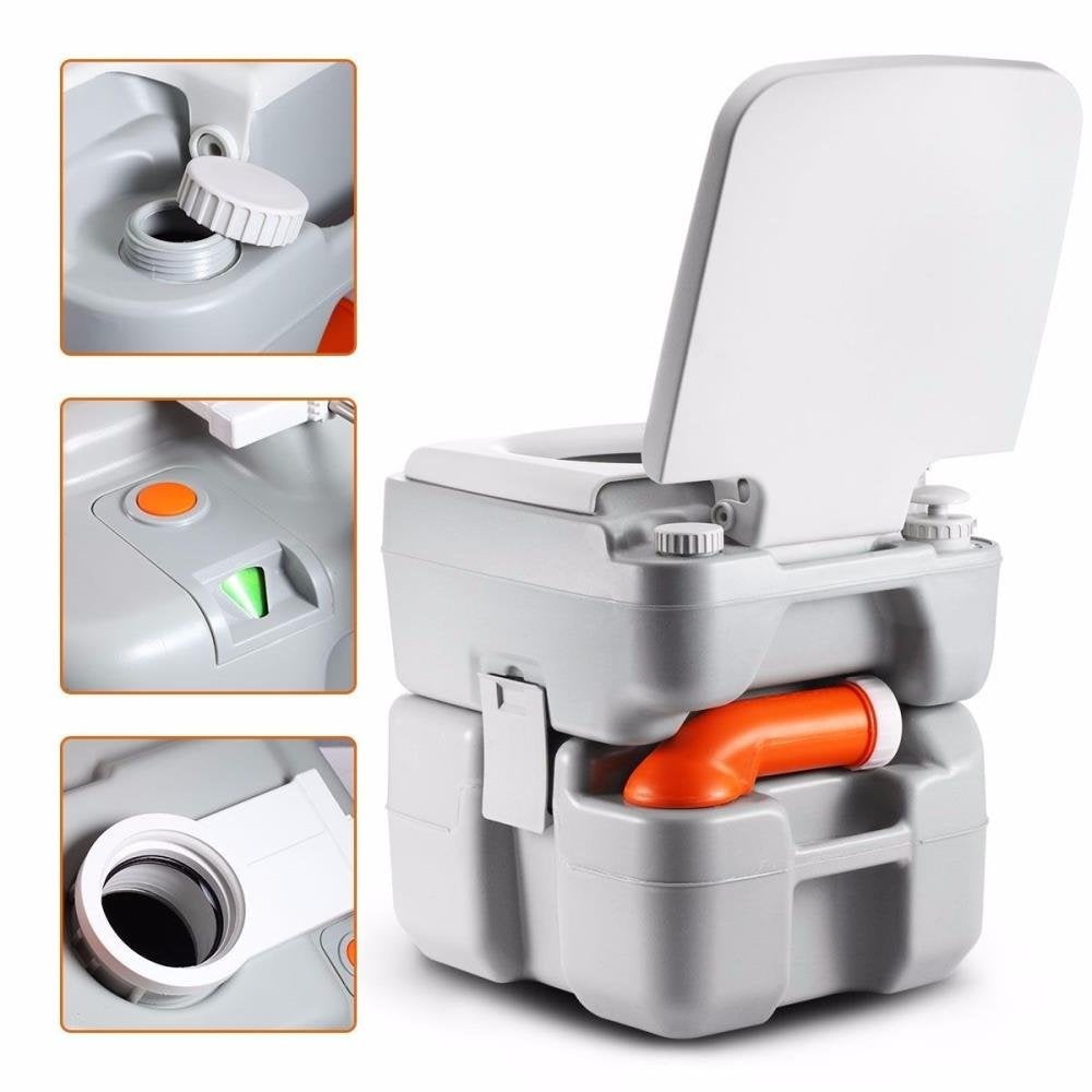 SereneLife SLCASN25 Portable Camping Sink w/Towel Holder & Soap Dispenser-30L Water Capacity & Portable Toilet with Carry Bag – Indoor Outdoor Toilet with CHH Piston Pump