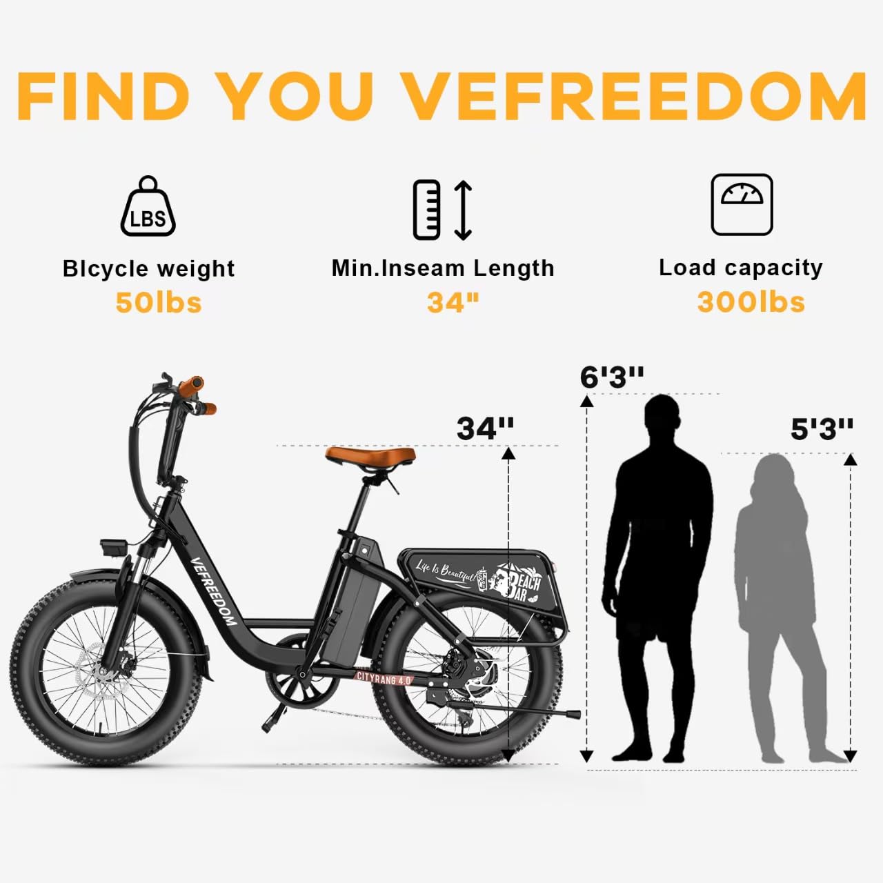 EUY 1500W Peak Electric Bike for Adults, 48V 20Ah Removable Battery Max Range 70Miles & 30MPH Electric Bicycle, 20''×4.0" Fat Tire Ebike,Commute Mountain ebikes, Fast e-Bike
