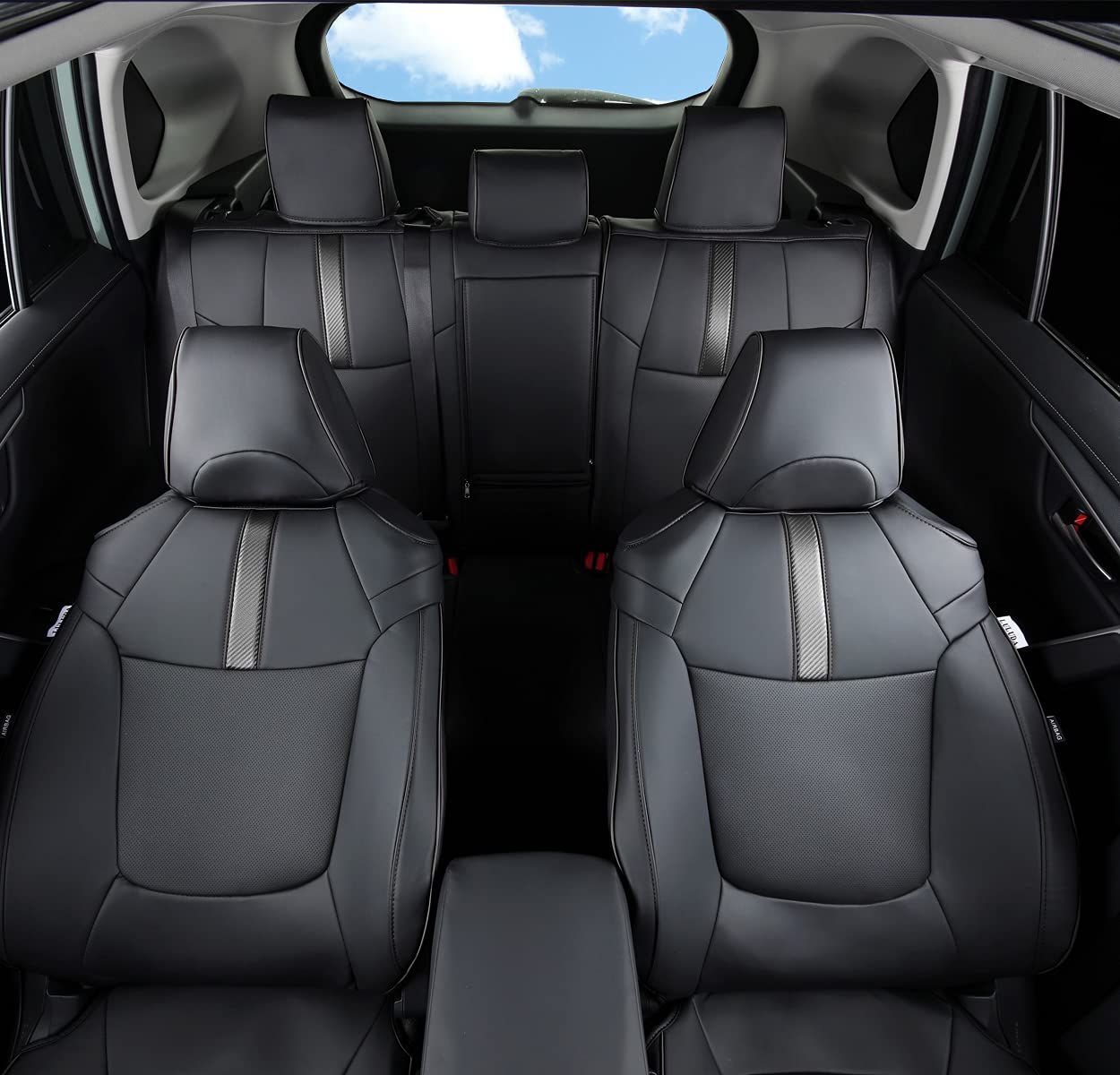 LuLuDa Custom Fit RAV4 (Not for Hybrid) Car Seat Covers Fit for Toyota RAV4 LE Limited XLE Premium 2019 2020 2021 2022 2023 2024 2025 with Waterproof Faux Leather (LU01-XLE, Black)