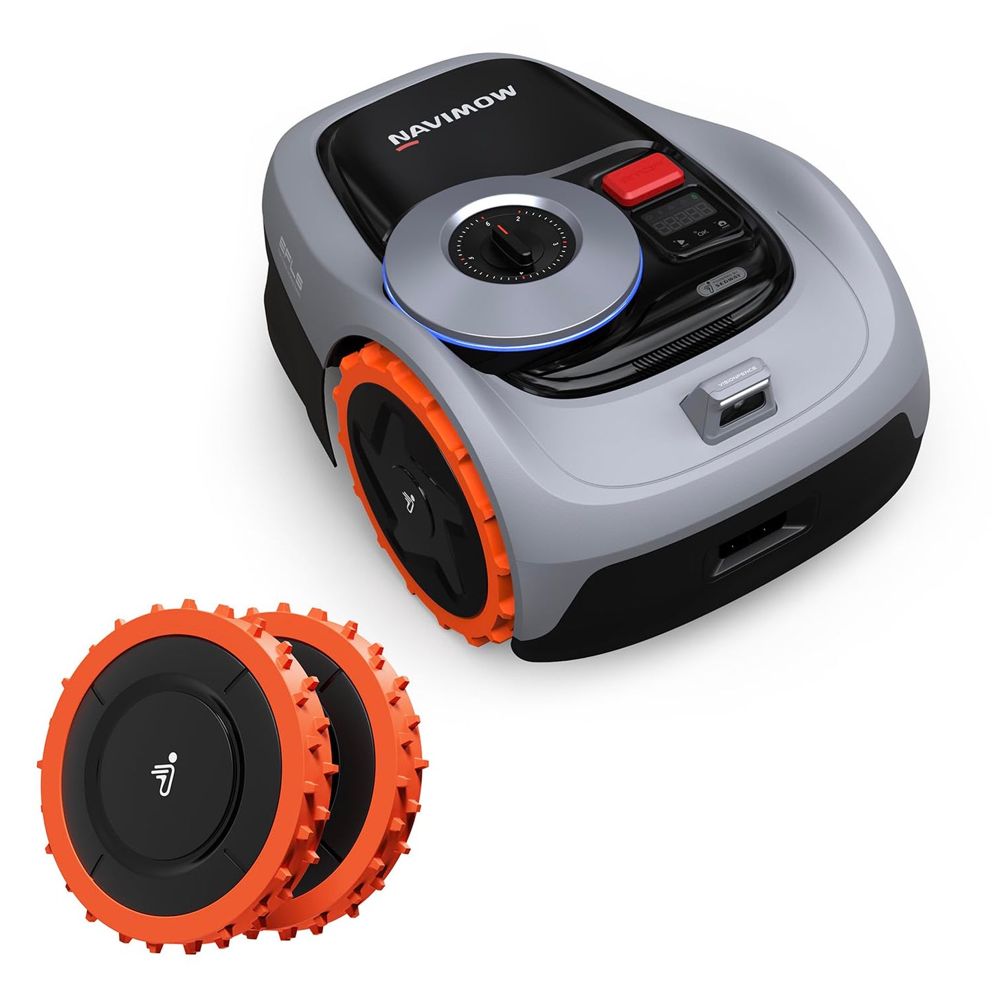 Navimow i105N + Rough Terrain Kit, Robust Wheels for Muddy Terrain and up to 35% Incline.