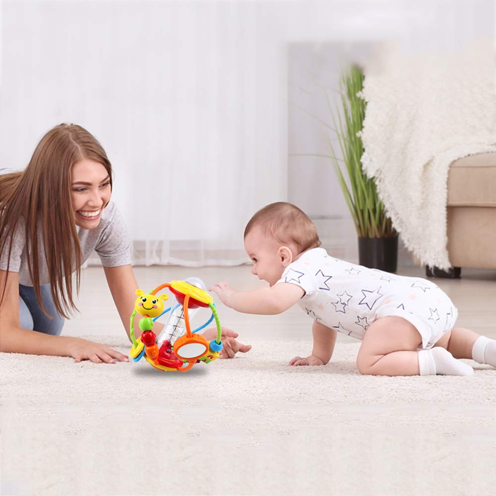 Yiosion Baby Toys 0-6-12 Months, Baby Rattle Toys Activity Ball Infant Toys 6 Month Old Baby Toys 3-6 Months, Shaker Grab Spin Travel Toys Easter Christmas Basket Stuffers Gifts