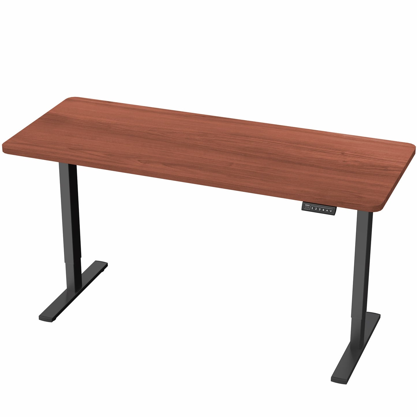 VIVO Electric 60 x 24 in Standing Desk, Memory Height Adjustment, 1B Series, Holds 220 lbs, One-Piece Dark Walnut Top, Black Frame, DESK-KIT-1B6D
