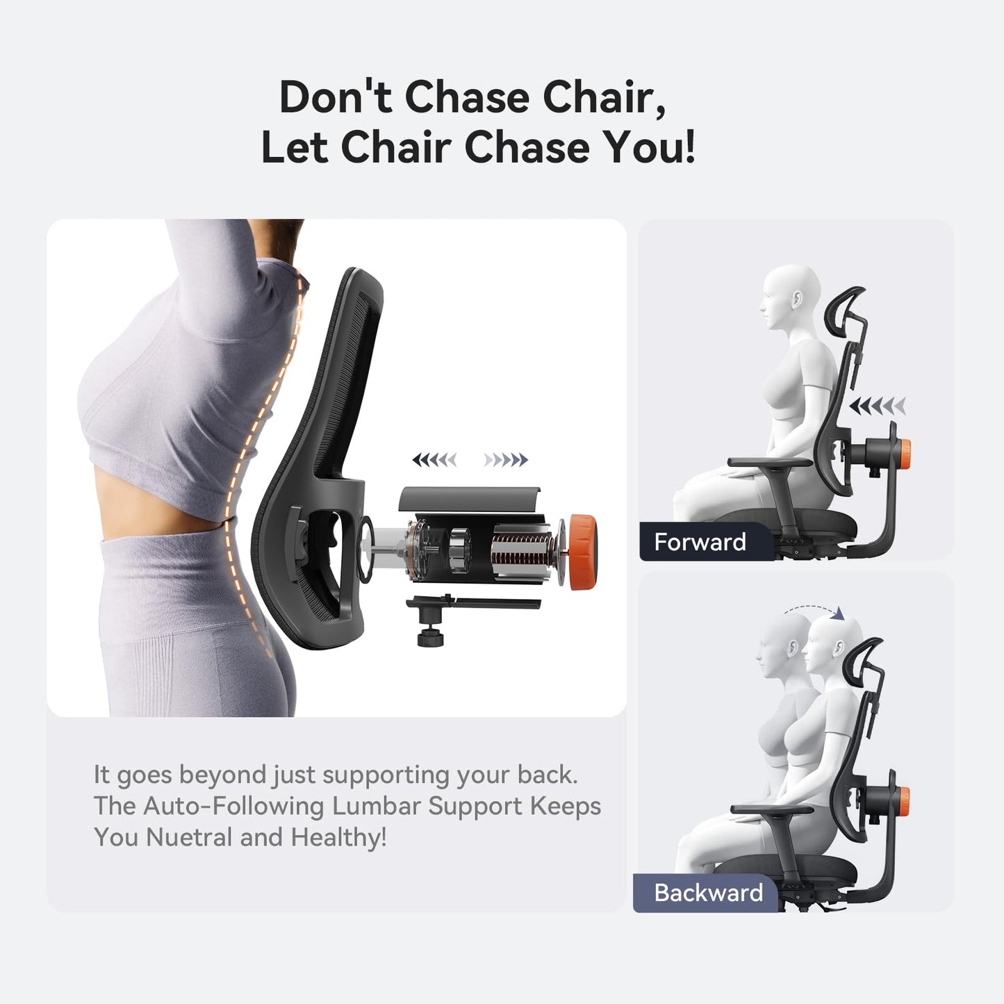 Newtral Ergonomic Home Office Chair-Office Desk Chair with Footrest, Auto-Following Backrest & Headrest, 4D Armrests, 96°-136° Recline (Black, with Laptop Table + 2D Headrest)