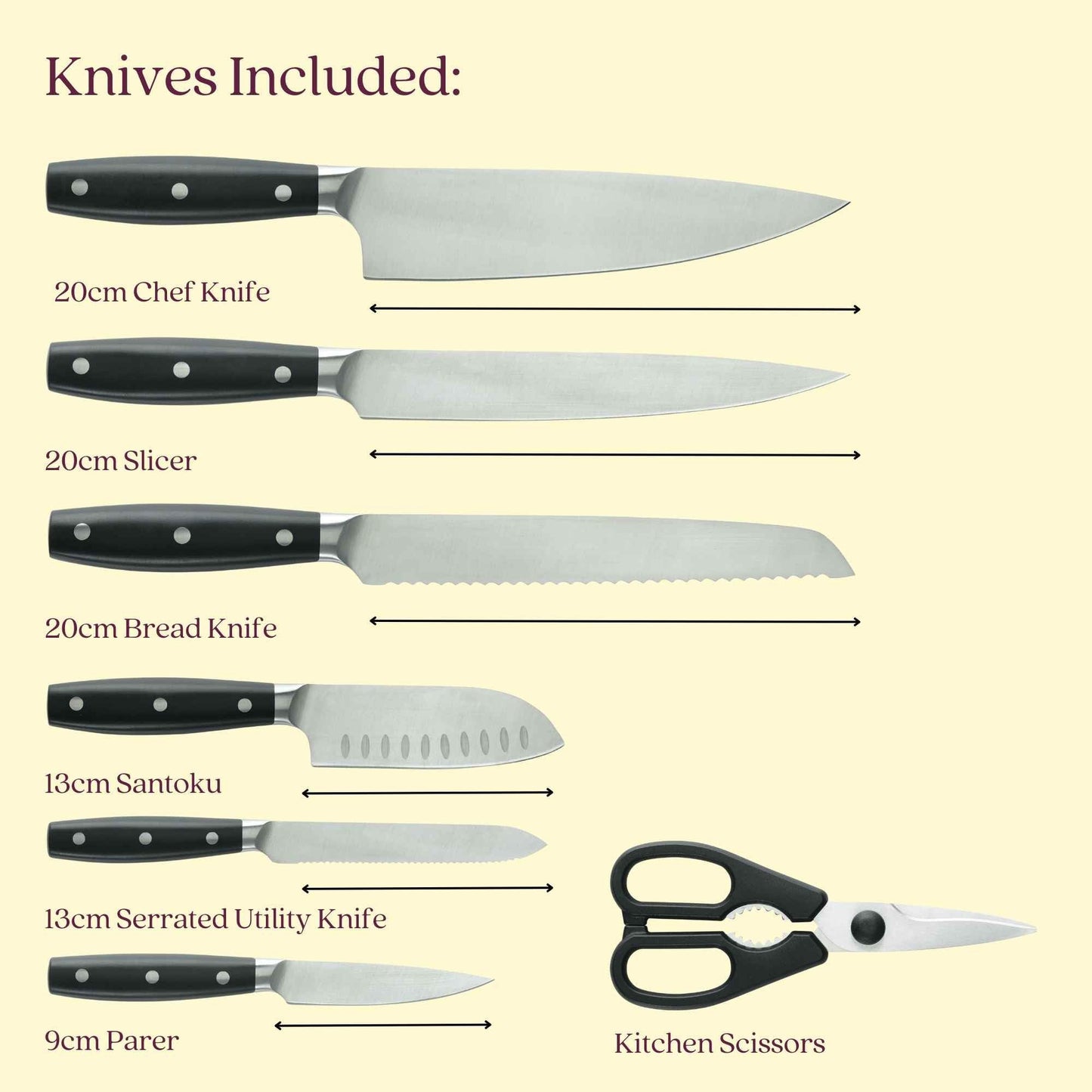 Anolon AlwaysSharp Japanese Steel Knife Block Set with Built-In Sharpener, 8 Piece