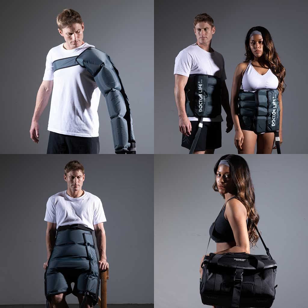 DOCTOR LIFE LX9max Full Body (A) - Sequential Air Compression Recovery System : Device + Legs (2XL) + Arm + Waist + Bag