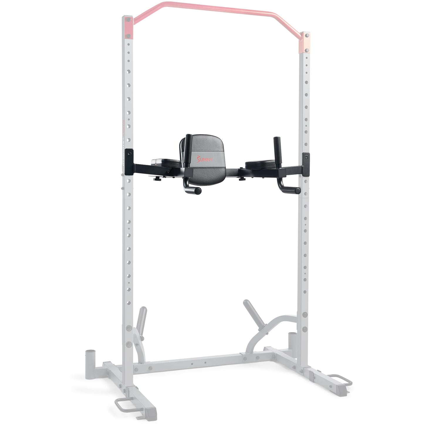 Sunny Health & Fitness Captain's Chair Adjustable Multi-Function Dip Station, Push-Up, Leg Raises & Core Workout Attachment with Adjustable Height - SF-XFA008