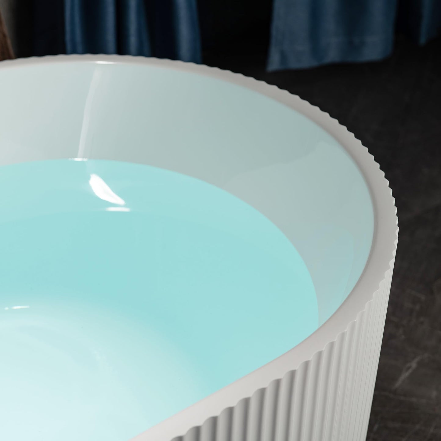 WOODBRIDGE 67" L x 31-1/2" W Freestanding Contemporary Soaking Bathtub,Unique Pleated Design,with Brushed Gold Pop-Up Drain Drain and Overflow Option, White,B1526-BG