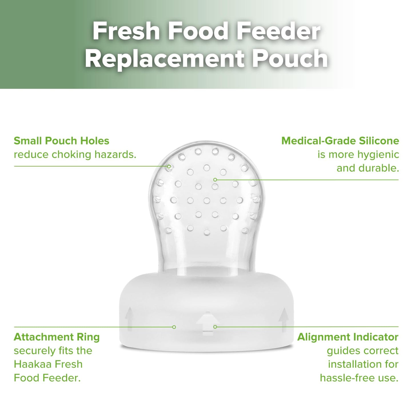 标题：Haakaa Baby Fruit Food Feeder with Mini Freezer Nibble Tray Combo & Silicone Replacement Pouch(Blue & Medium Size)