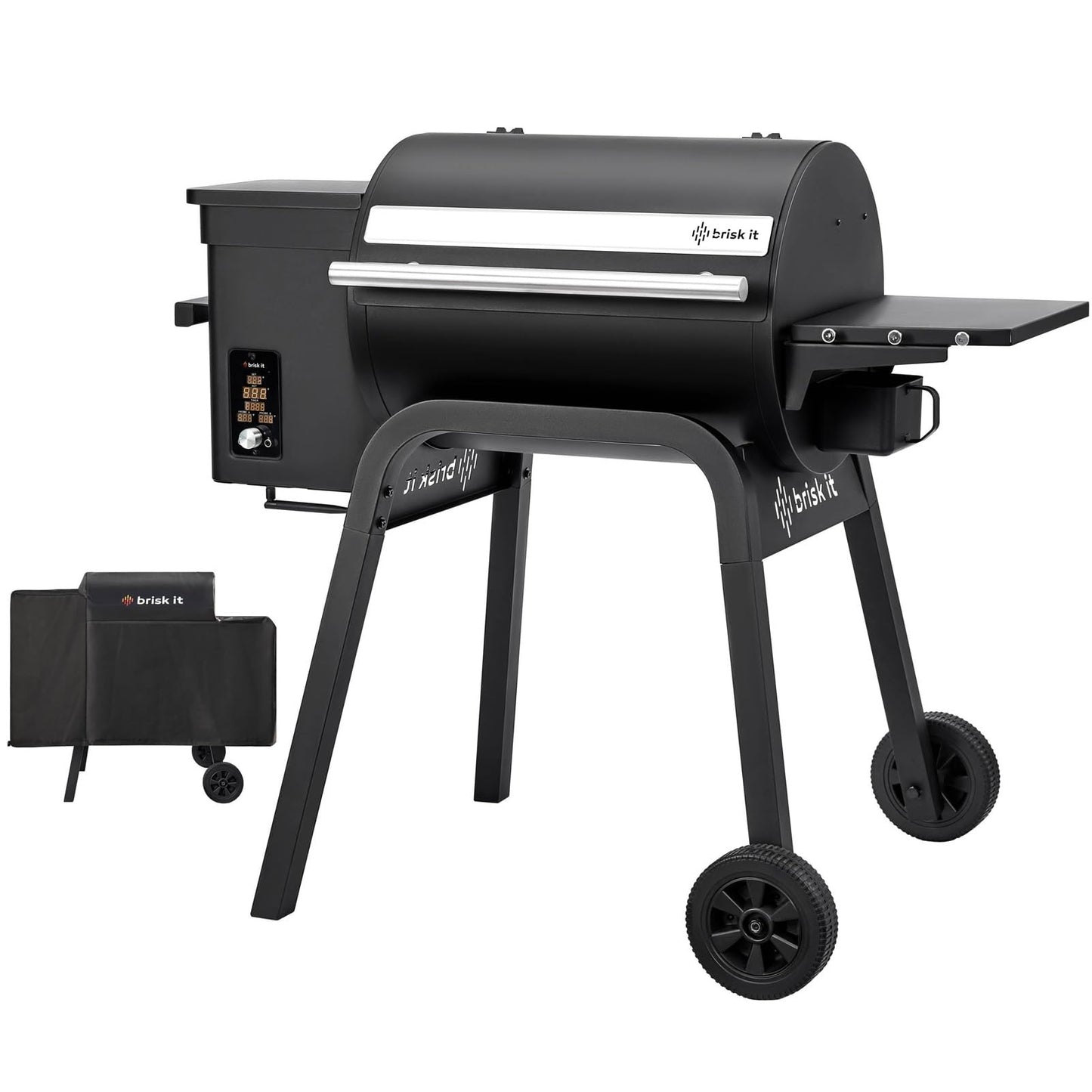 Brisk It Zelos-450 Electric Wood Pellet Smoker Grill – A.I. Smart BBQ Grill with WiFi, 450 sq.in Cooking Area,7-in-1 Outdoor Grill & Smoker, PID Controller (Up to 500°F), Meat Probe, Waterproof Cover