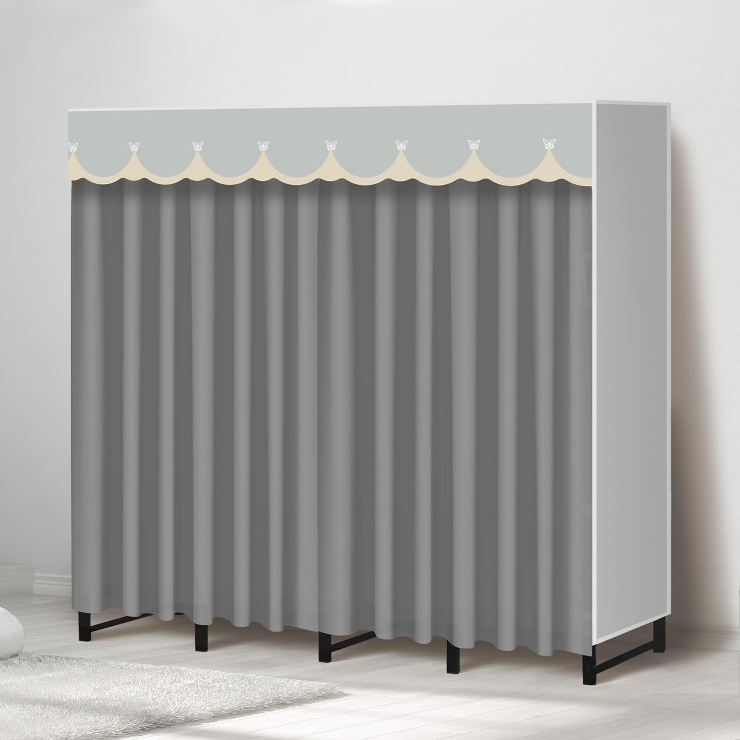 Portable Closet Rack Heavy-Duty Foldable Garment Racks with Cover 1200lbs Enclosed Wardrobe Closet with Independent Area for Hanging Clothes Storaging of Bedding (66in*20in*67in)