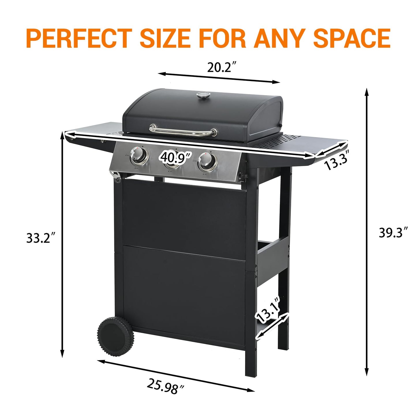 EUHOME Stainless Steel 3-Burner Gas Grill, 25650 BTU Outdoor BBQ Grill with Side Table, 338 sq.in Cooking Area, Perfect for Patio, Deck & Family Barbecues
