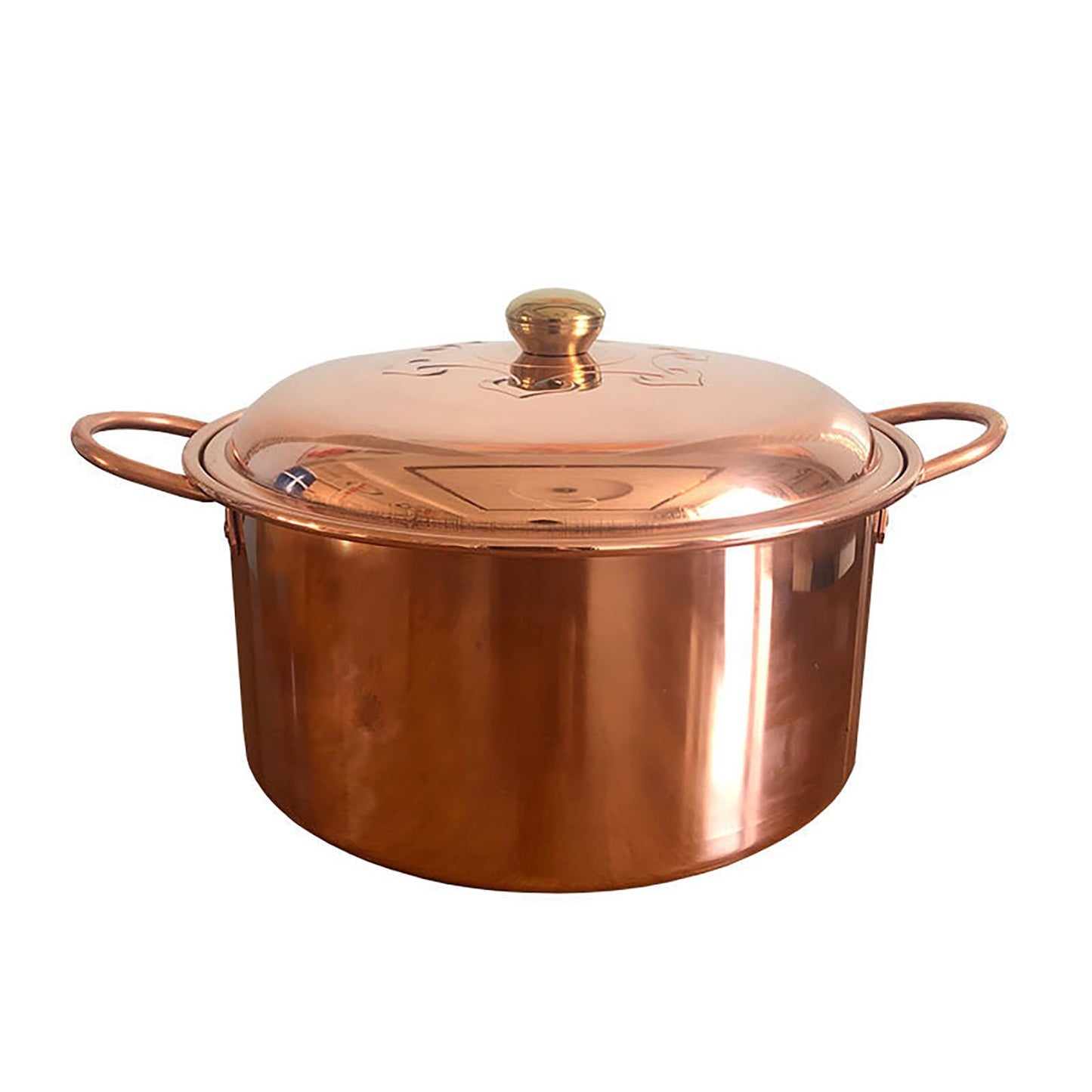 CVQWRJH Extra-thick Copper Hot Pot Pure Copper Tin Lined Cooking Pot, Copper Vintage Cooking pot, Chinese Style Induction Cooker Copper Hot Pot Handcrafted Copper Pot shabu Lamb Soup Copper Pot,28cm/1