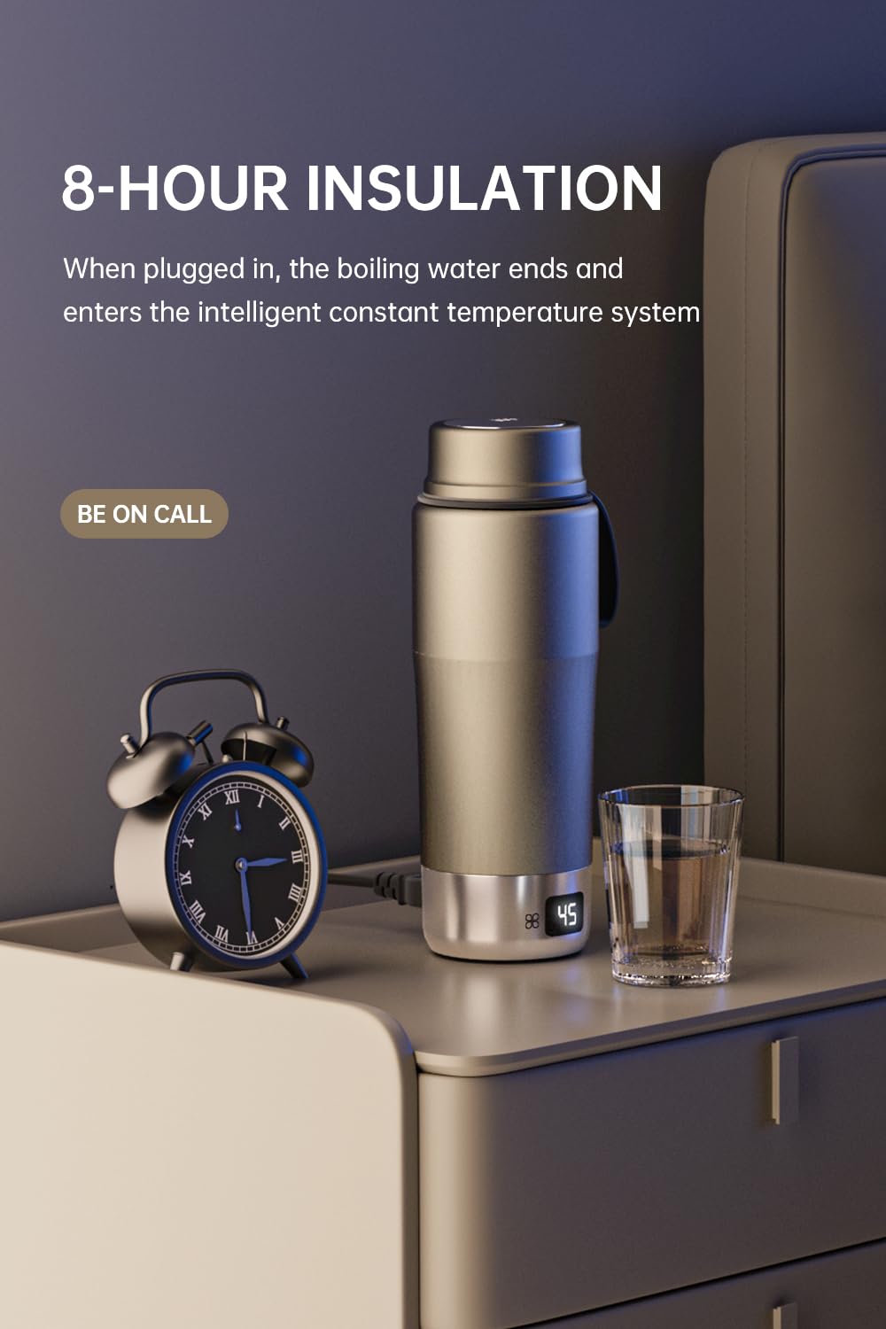 pure titanium electric kettle - portable water heater for travel, double-layer vacuum sealed titanium water bottle to boil and regulate temperature。100V-240V Smart Small Water Boiler for Tea 380ML