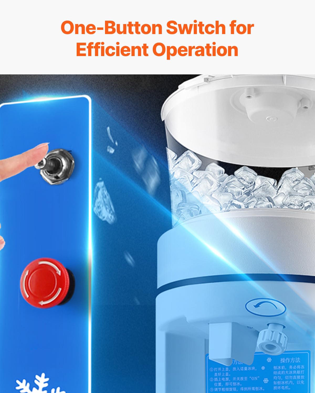 VEVOR Commercial Ice Crusher Shaver, 1100LBS/H Snow Cone Machine with 17.6LBS Hopper, 350W Tabletop Electric Ice Shaver with Stainless Steel Blade, Perfect for Restaurant Bar Parties Events