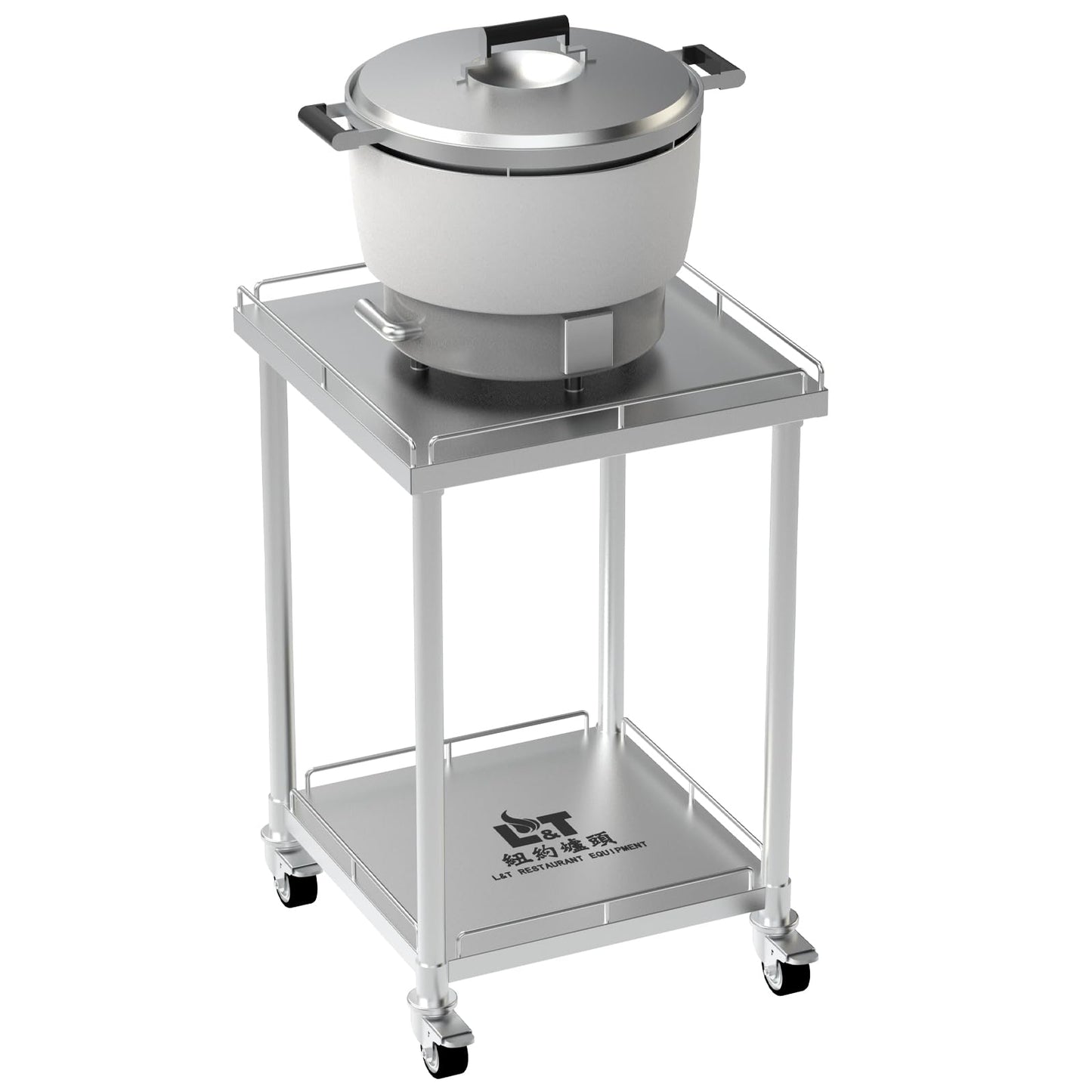 PANTIN® 24" x 24" Stainless Steel Rice Cooker Stand and Cart with Wheels & Brakes, Work Stand & Adjustable Undershelf for Commercial Food Warmer, Large Rice Cookers, PRCWT-2424