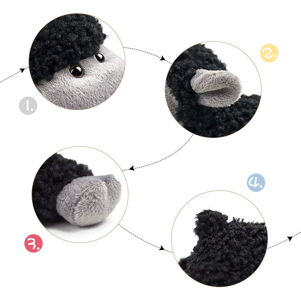 FRANKIEZHOU Sheep Stuffed Animal Lamb Plush Decorations 3Pcs (Sitting, Standing, Kneeling) Black Sheep Toys Gift for Kids Little Girl/Boy
