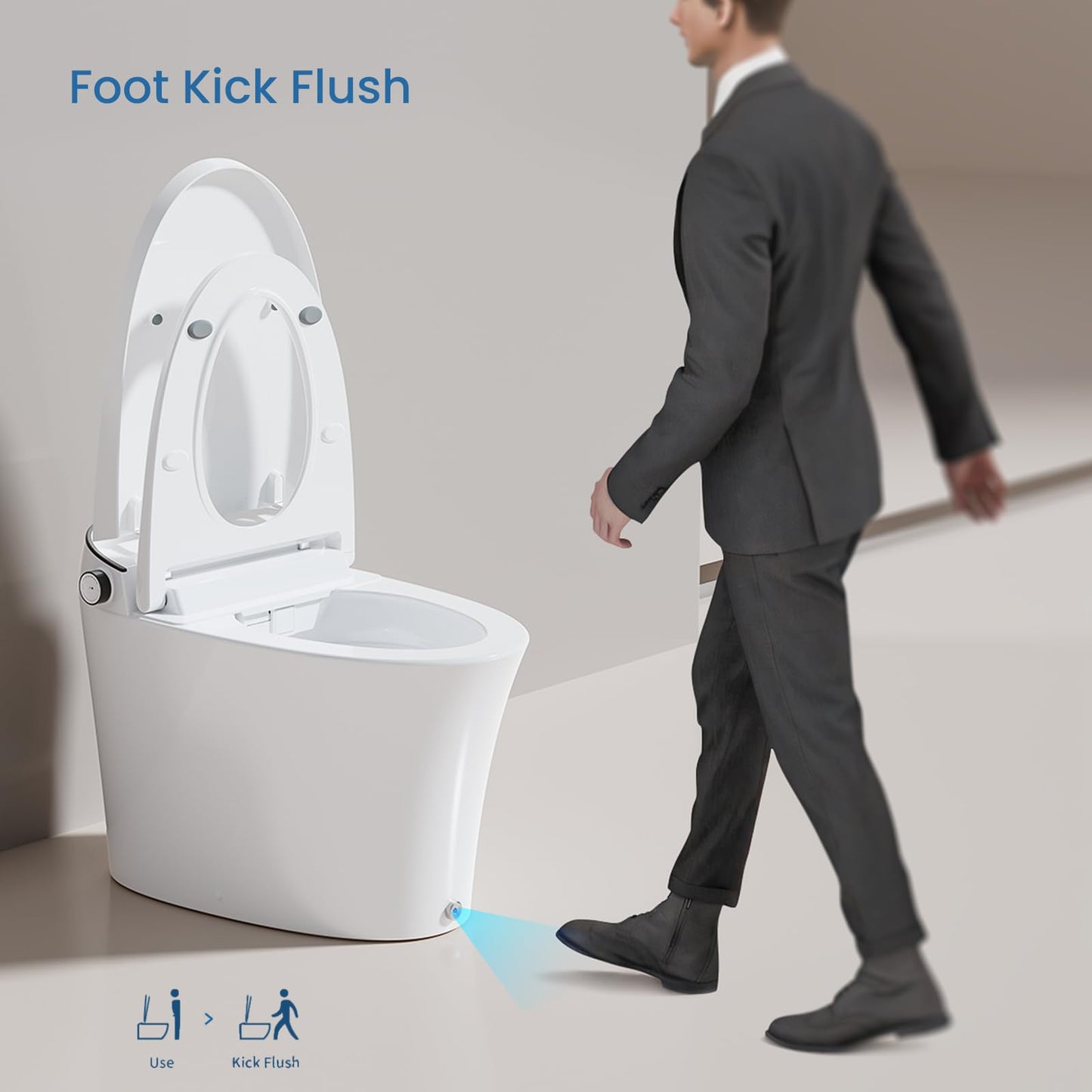 AKNIRL Smart Toilet with Bidet Built In, Modern Bidet Toilet with Tank, Heated Seat, Instant Warm Water, Pump-Assisted & Auto Flush, Foot Sensor Operation, Air Dryer, Night Light & Digital Display
