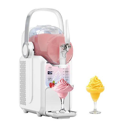 GSEICE Soft Serve Ice Cream Maker, 88oz Slushie Machine for Home with Portable Handle, 6 Preset Mode for Ice Cream, Margaritas, Frappés, Milkshake, Juice, Real-time Adjustable Temp Display