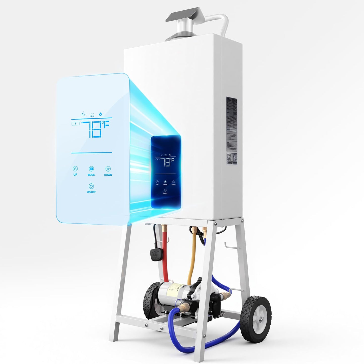 Glonerle SPA Water Heater for Hot Tub & Above Ground Pool, World‘s Fastest Portable Water Heater with Digital Thermostat & 2 Wheels, 105776.4 Btu/h High-Output Propane Powered for Rapid Heat Up