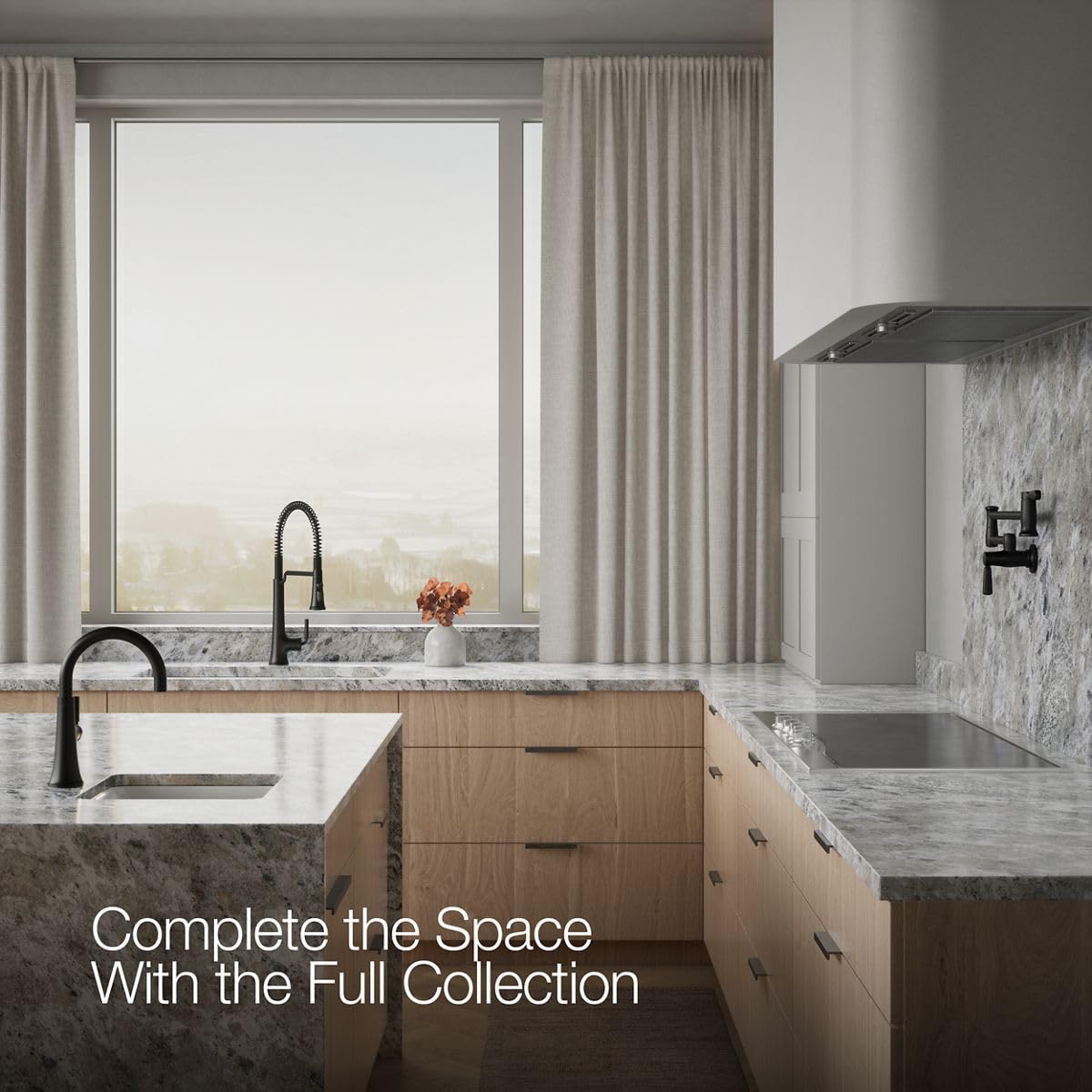 Kohler 23765-BL Tone Semi Professional Kitchen Sink Faucet, Pre-Rinse Kitchen Faucet, Commercial Faucet, Matte Black