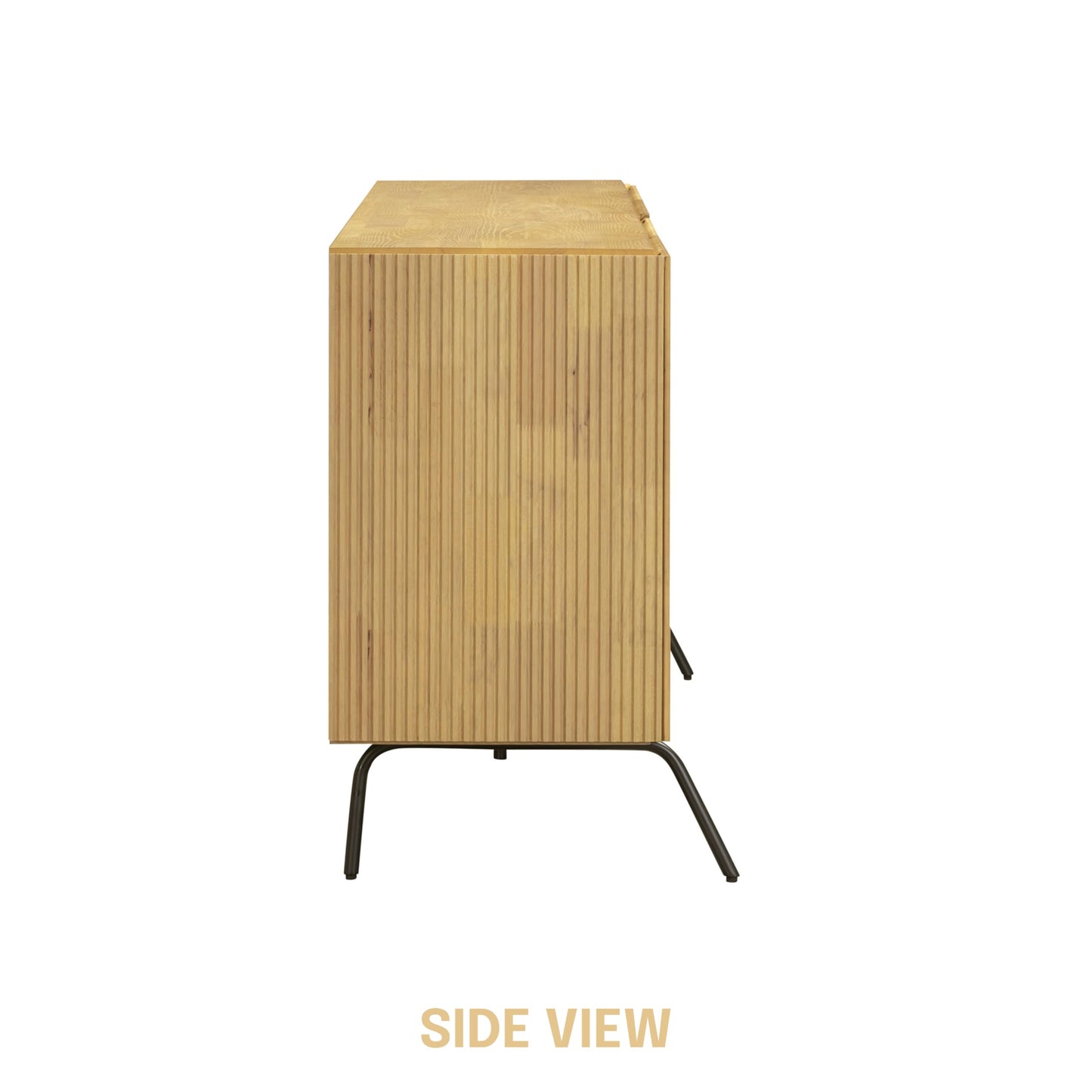 NTC Veil Modern Sideboard with 4 Doors, Buffet Cabinet with Vertical Groove Design and Metal Legs, Storage Cabinet for Living Room, and Hallway, Effortless Assembly, Sand