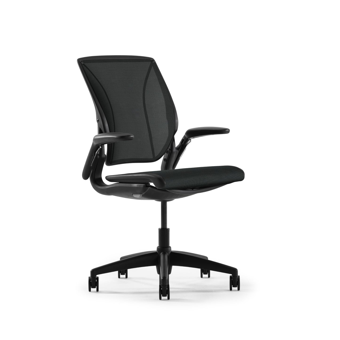Humanscale World LM Black Catena Mesh Ergonomic Office Chair for Desk with Black Mesh Seat, Adjustable Simple Desk Chair, Black Frame