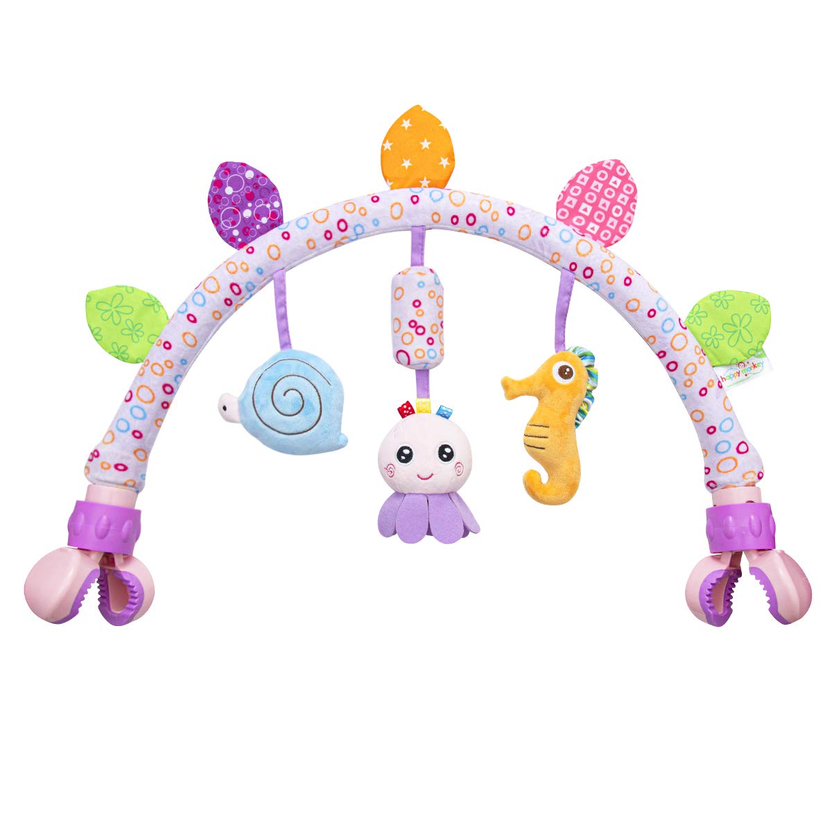 Caterbee Travel Arch Bassinet Toys for Baby Hanging on Stroller, Crib & Pram. Activity Toy bar for Baby Bouncer(Purle)