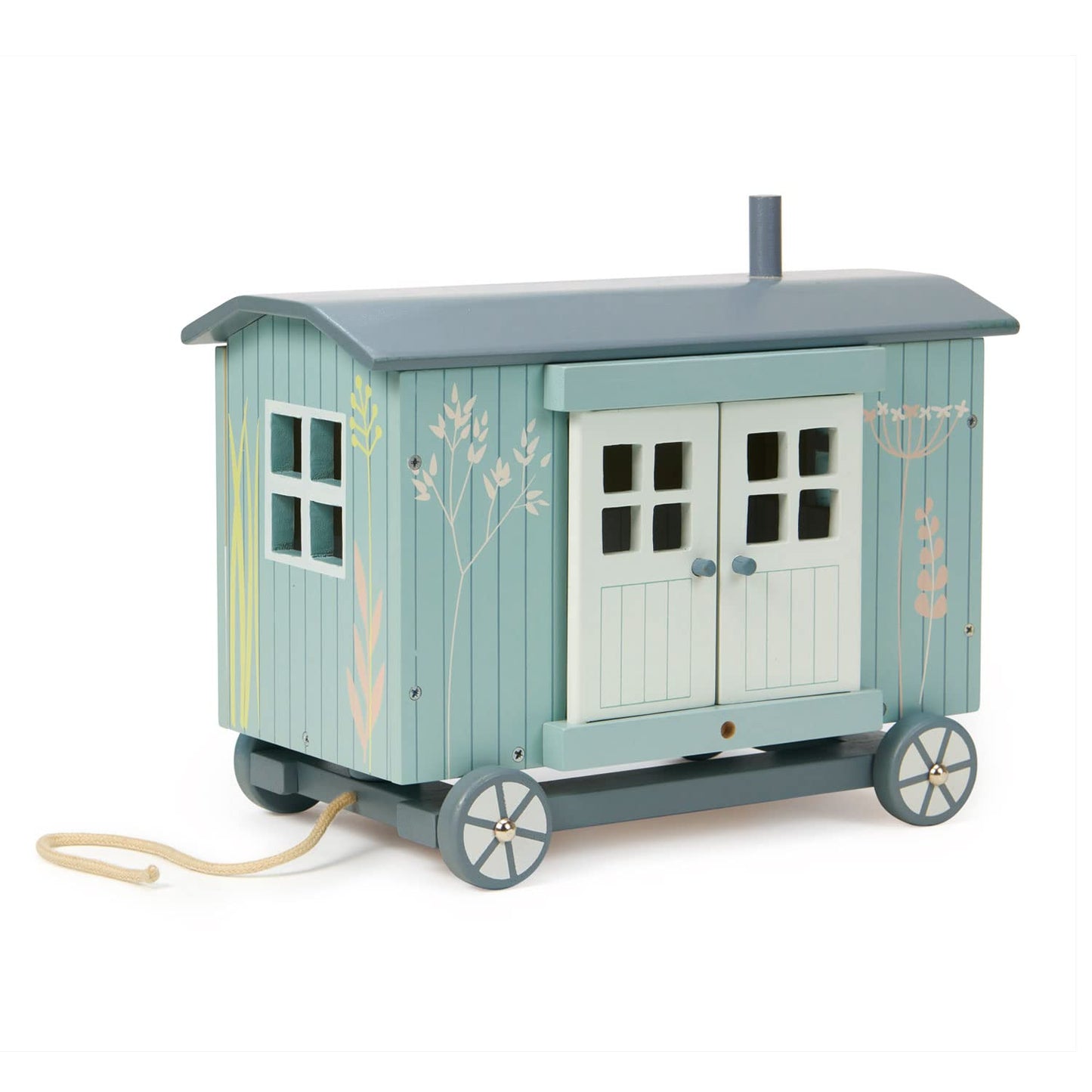 Tender Leaf Toys - Secret Meadow Shepherd’s Hut - Portable Furnished Wooden Shepherd’s Hut on Wheels with 11 Pcs Accessories and 3 Mice Dolls - Open-Ended Play and Story Tellings - Age 3+