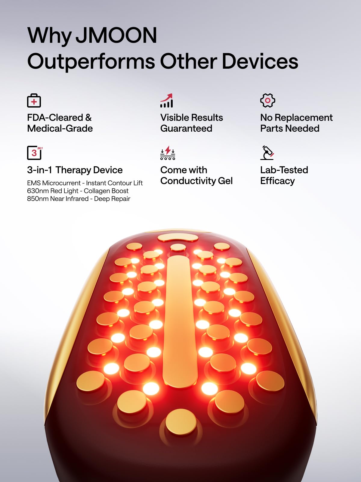 JMOON Face Lift Gift Collection, Microcurrent Facial Device, Medical Grade Red & Infrared Light Therapy for Face, Lifts, Firms, Smooths Wrinkles with 4 Modes & 5 Intensity Levels