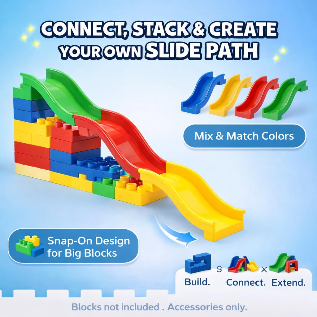 Liberty Imports 24 PCS Big Building Blocks Playground Set for Toddlers and Kids, Large Size DUPLO Compatible Construction Toy Bricks with Slides, Swings, Seesaw and Pipes Preschool Learning Playset