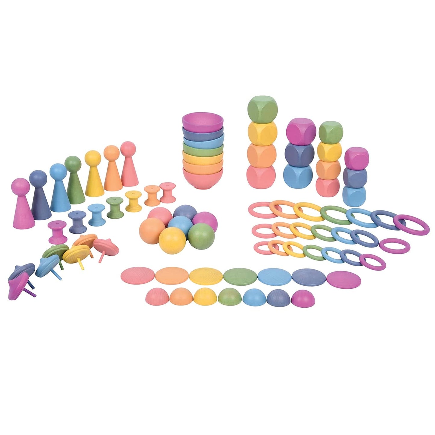 TickiT Rainbow Wooden Super Set | Set of 84 | 12 Shapes | 7 Colors | Loose Parts Play Set for Babies and Toddlers 10m+ | Inspire Curiosity and Open-Ended Play