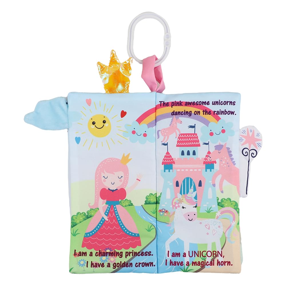 bebe mondo Unicorn Baby Crinkle Books & Fish Teething Toy for Newborn Babies Infants 0-3-6-12-18 Months Baby Gift