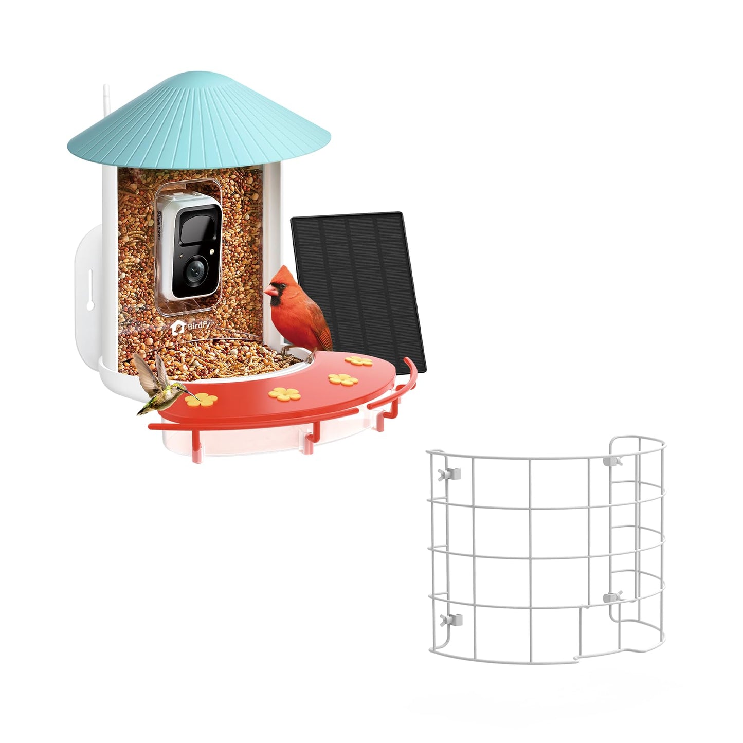 NETVUE Birdfy® Hummee Smart Hummingbird Feeder with Camera, Included Solar Panel & Shield, Auto Capture Bird Videos & Birdwatching Up-Close, 2 in 1 Feeders Attract More Hummingbirds