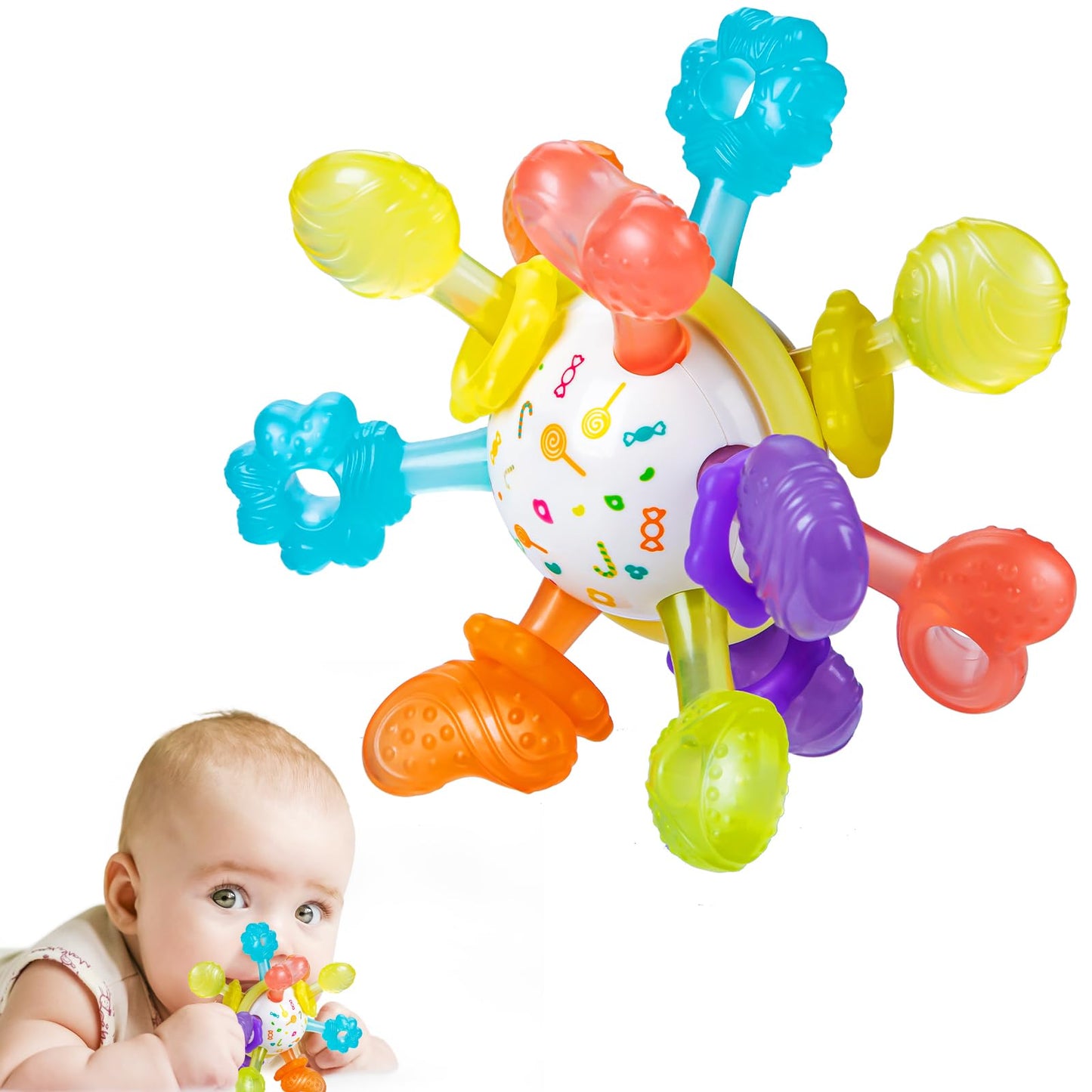 Baby Montessori Sensory Toys for 0-6 6-12 Months, Baby Teether Teething Toys for Babies 0 3 6 9 12 18 Months, Newborn Infant Learning Developmental Toys Gifts for 1 2 Year Old Boys Girls