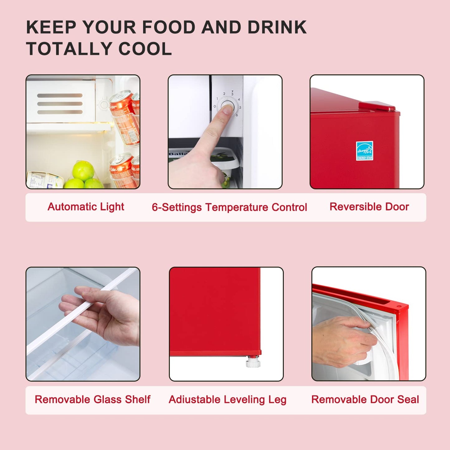 Frestec 3.1 CU' Mini Refrigerator, Compact Refrigerator, Small Refrigerator with Freezer, Red (FR 310 RED)