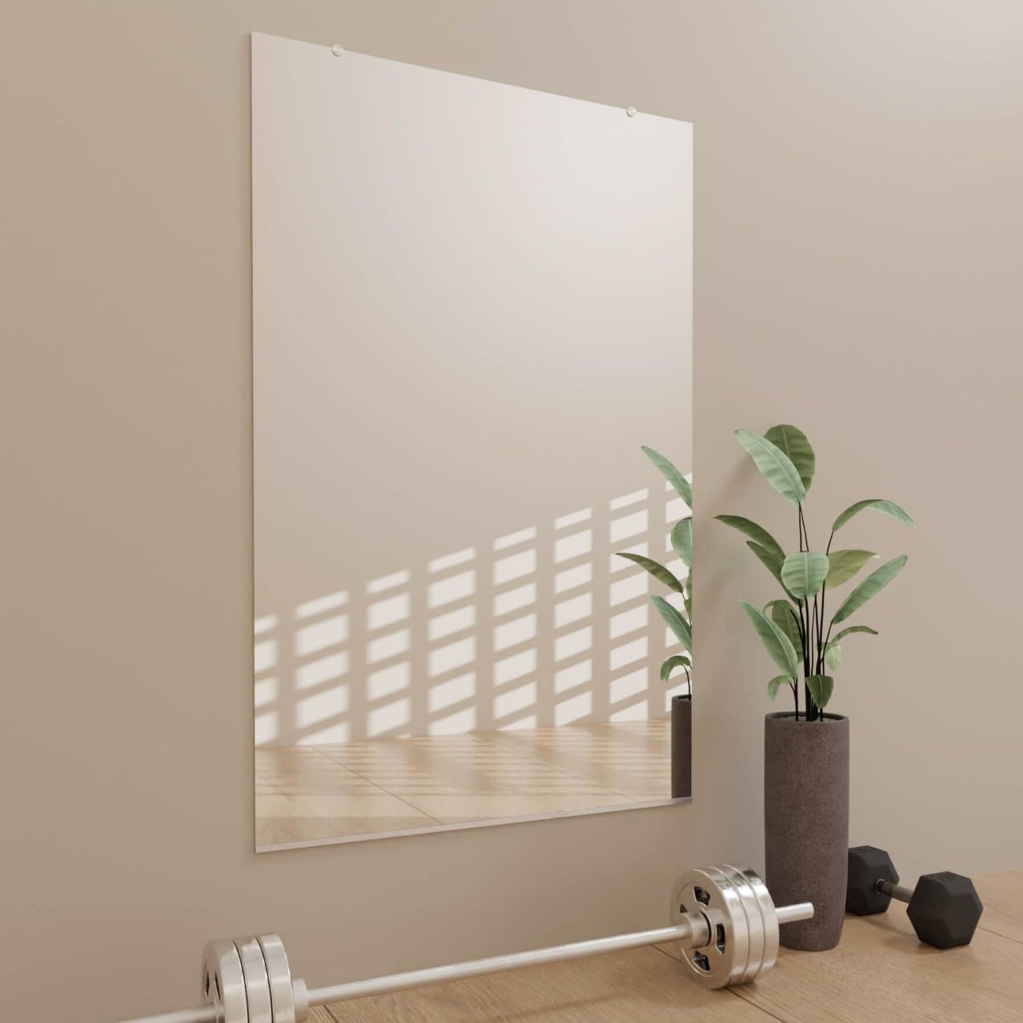 Fab Glass and Mirror Large Gym Mirror for Home Gym 48x32 - Full Length HD Tempered Glass Wall Panel - Professional Workout Display with Safety Backing - 1/4 Inch Commercial Grade