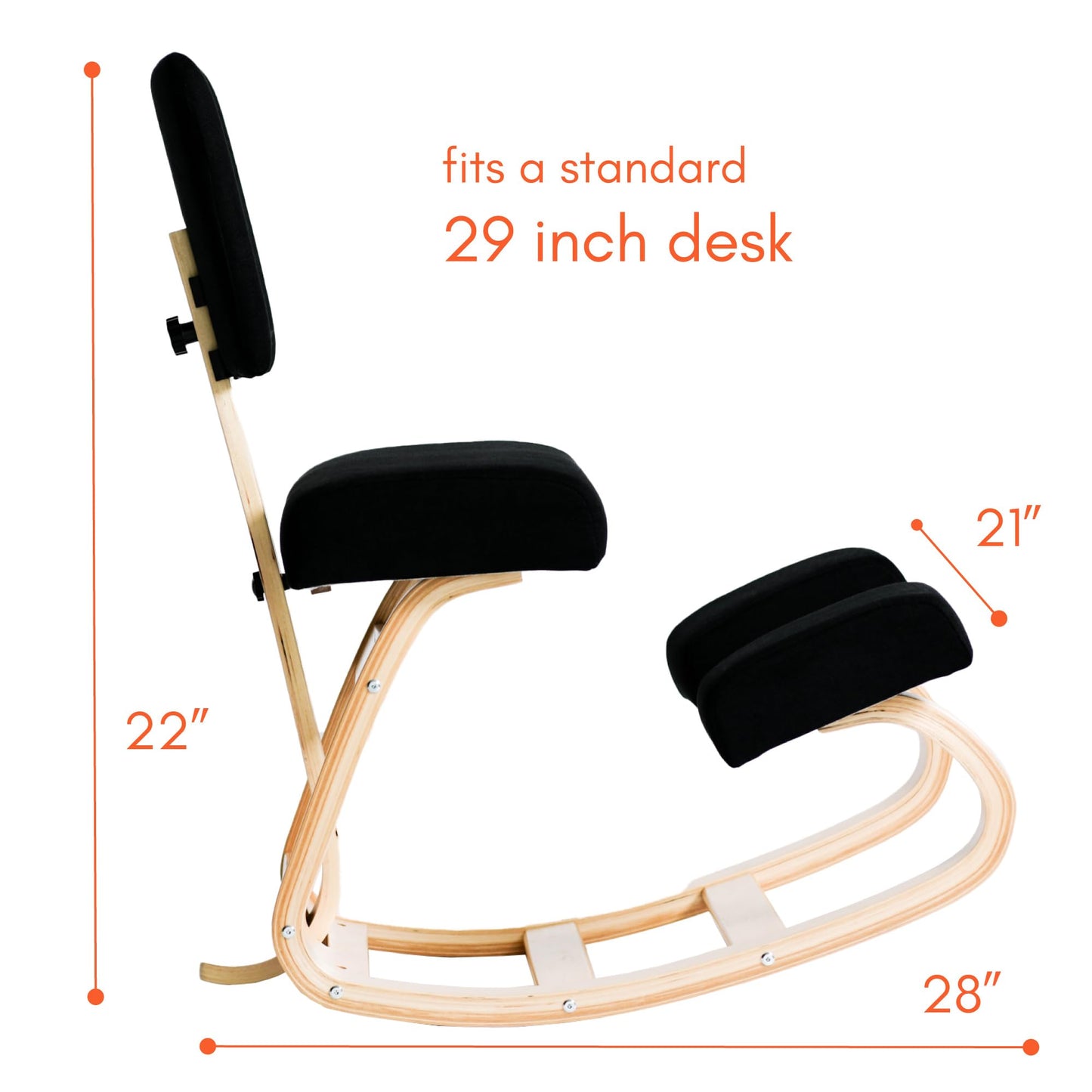 Sleekform Wooden Folding Desk, Small Folding Table Portable with Collapsible Hairpin Legs, Austin Kneeling Chair, Home Office Ergonomic Computer Desk Stool